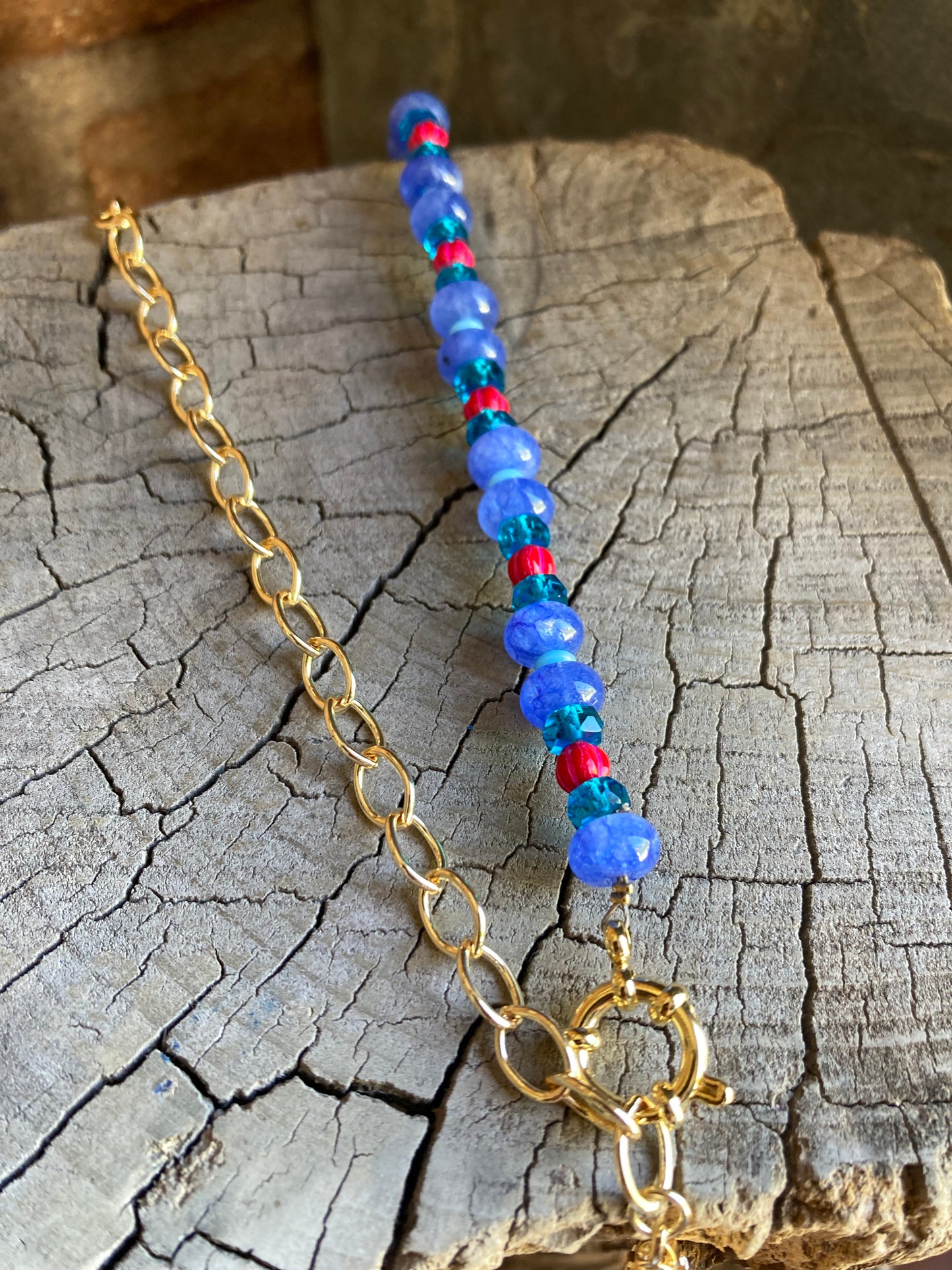 COLLAR PEZ AZUL/ROJO