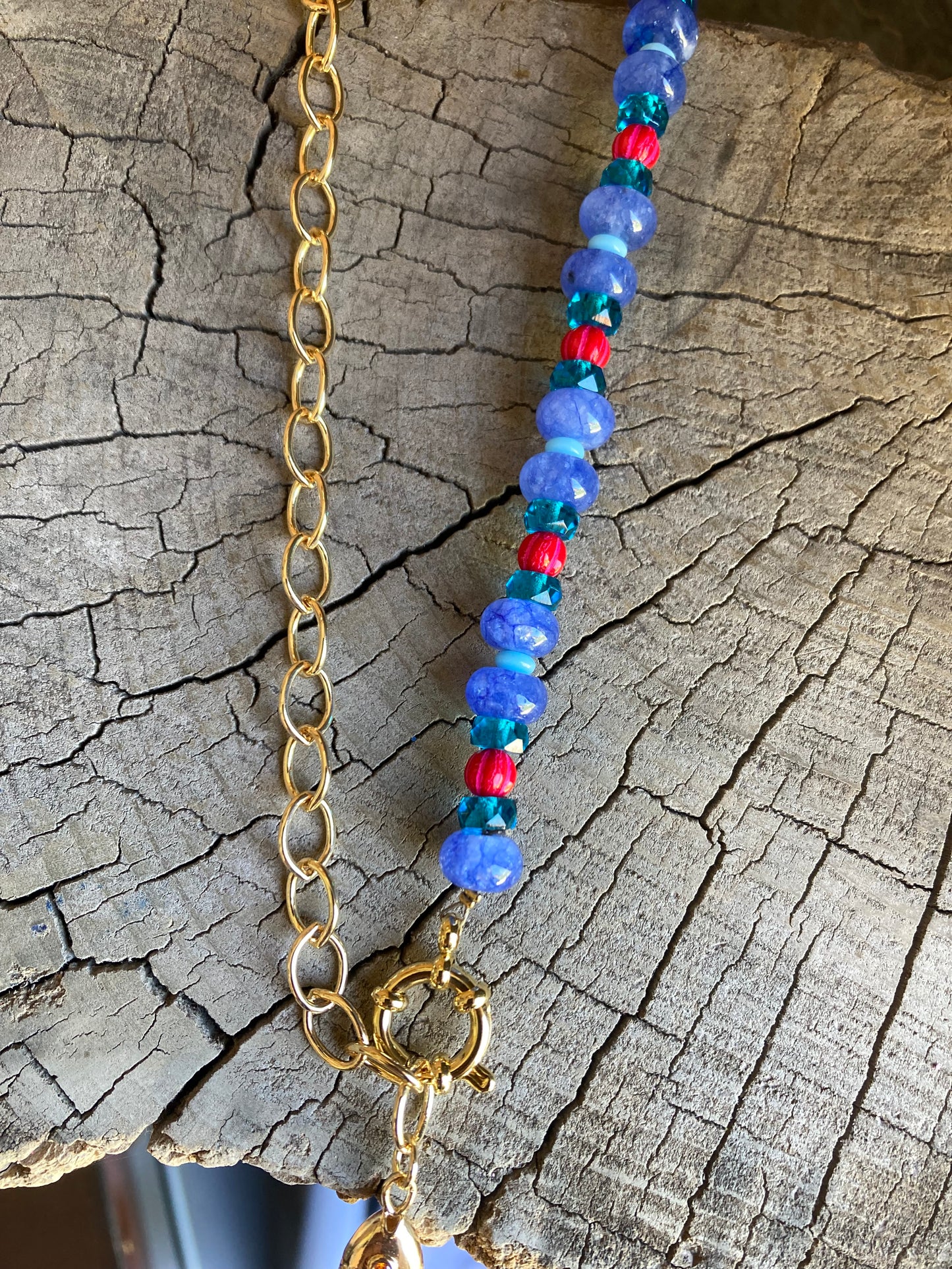 COLLAR PEZ AZUL/ROJO