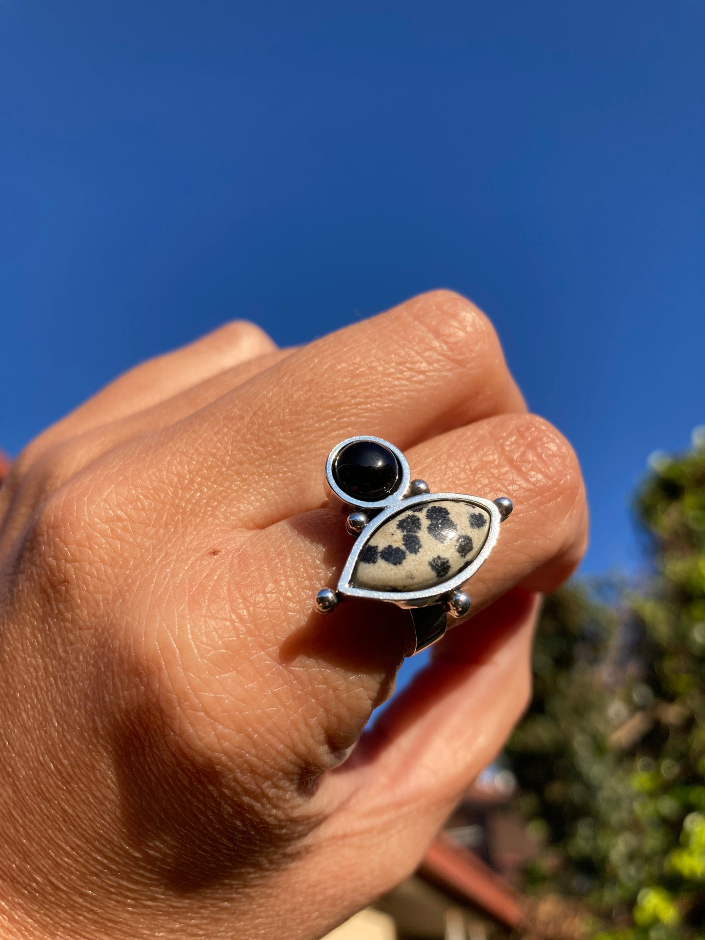 ANILLO JASPE DÁLMATA & ONIX