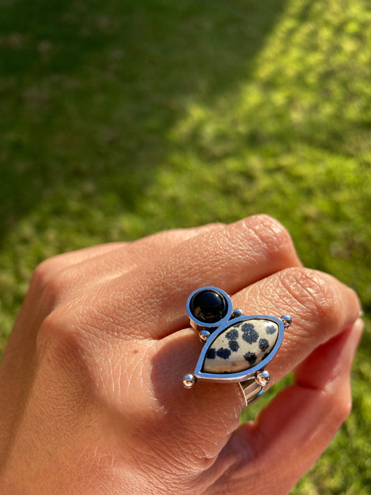 ANILLO JASPE DÁLMATA & ONIX